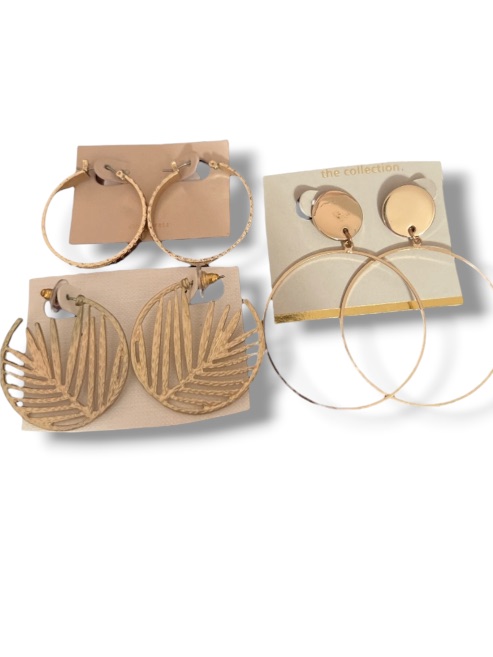 Trio Set Of Women’s Faux Gold Hoop Earrings Accessories Jewelry